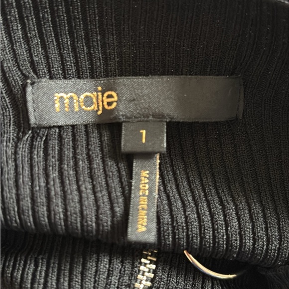 Maje Mariano Quarter Ringed Zip Ribbed Mock Neck Sweater Top Size Small Y2K - Picture 4 of 6